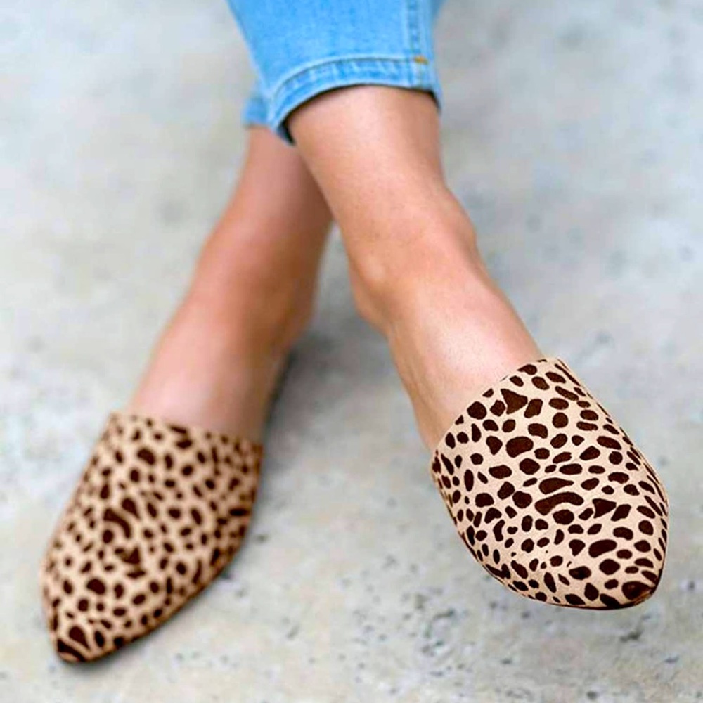 Backless Mules Sandals Flat Pointed Toe Slip On NWT